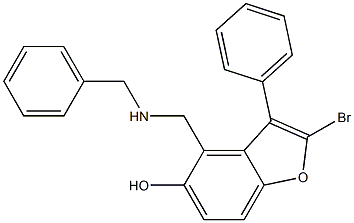 4-(Benzylaminomethyl)-2-bromo-3-phenylbenzofuran-5-ol 结构式