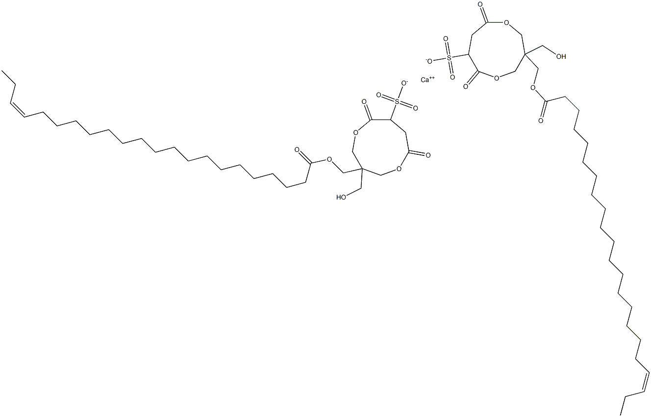 Bis[1-[[[(Z)-1-oxo-19-docosen-1-yl]oxy]methyl]-1-(hydroxymethyl)-4,7-dioxo-3,8-dioxacyclononane-6-sulfonic acid]calcium salt,,结构式