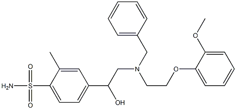 4-[2-[ベンジル[2-(2-メトキシフェノキシ)エチル]アミノ]-1-ヒドロキシエチル]-2-メチルベンゼンスルホンアミド 化学構造式