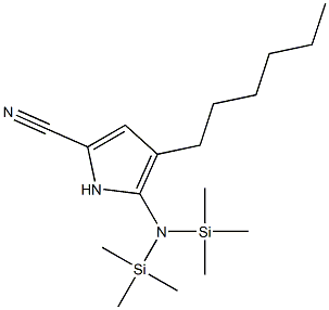 5-[ビス(トリメチルシリル)アミノ]-4-ヘキシル-1H-ピロール-2-カルボニトリル 化学構造式
