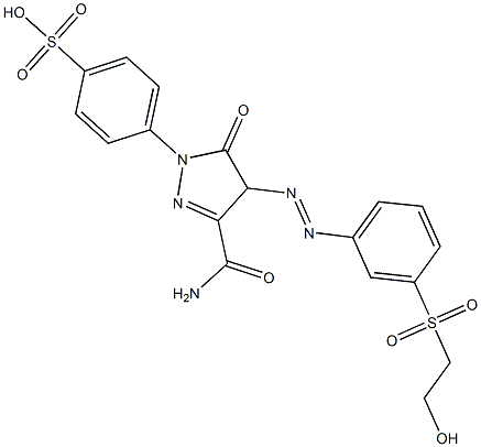 4-[3-カルバモイル-4-[m-(2-ヒドロキシエチルスルホニル)フェニルアゾ]-5-オキソ-2-ピラゾリン-1-イル]ベンゼンスルホン酸 化学構造式