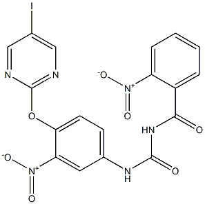 1-(2-ニトロベンゾイル)-3-[4-[(5-ヨード-2-ピリミジニル)オキシ]-3-ニトロフェニル]尿素 化学構造式