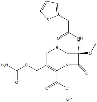 (7S)-3-Carbamoyloxymethyl-7-methoxy-8-oxo-7-(2-thienylacetylamino)-5-thia-1-azabicyclo[4.2.0]oct-2-ene-2-carboxylic acid sodium salt 结构式