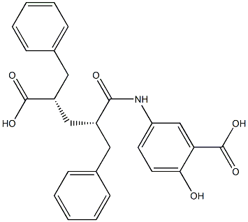 5-[[(2S,4S)-2,4-ジベンジル-4-カルボキシブチリル]アミノ]-2-ヒドロキシベンゼンカルボン酸 化学構造式