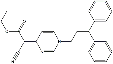 4-[Cyano(ethoxycarbonyl)methylene]-1,4-dihydro-1-(3,3-diphenylpropyl)pyrimidine,,结构式
