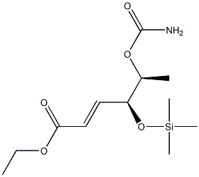 (4S,5S,E)-5-(カルバモイルオキシ)-4-[(トリメチルシリル)オキシ]-2-ヘキセン酸エチル 化学構造式