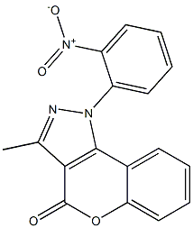 1-(2-Nitrophenyl)-3-methyl[1]benzopyrano[4,3-c]pyrazol-4(1H)-one,,结构式