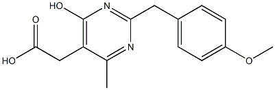 6-ヒドロキシ-2-(4-メトキシベンジル)-4-メチル-5-ピリミジン酢酸 化学構造式