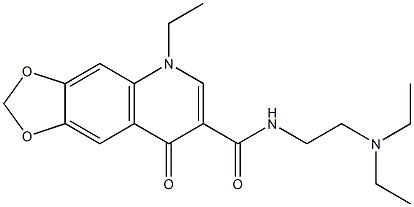 1,4-ジヒドロ-1-エチル-4-オキソ-6,7-(メチレンジオキシ)-N-[2-(ジエチルアミノ)エチル]キノリン-3-カルボアミド 化学構造式