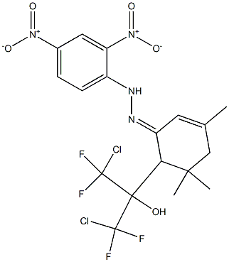 6-[2-Chloro-1-(chlorodifluoromethyl)-2,2-difluoro-1-hydroxyethyl]-3,5,5-trimethyl-2-cyclohexen-1-one 2,4-dinitrophenyl hydrazone