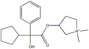 3-[[(2R)-シクロペンチルヒドロキシフェニルアセチル]オキシ]-1,1-ジメチルピロリジニウム 化学構造式