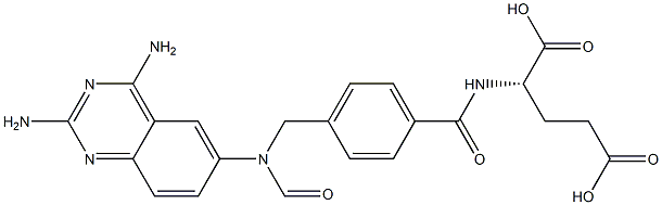 N-[4-[[2,4-ジアミノキナゾリン-6-イル(ホルミル)アミノ]メチル]ベンゾイル]-L-グルタミン酸 化学構造式