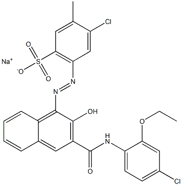 4-Chloro-3-methyl-6-[[3-[[(4-chloro-2-ethoxyphenyl)amino]carbonyl]-2-hydroxy-1-naphtyl]azo]benzenesulfonic acid sodium salt Struktur