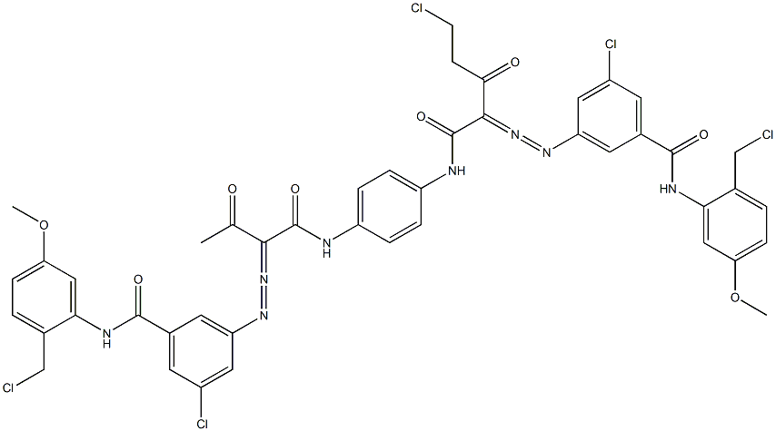 3,3'-[2-(Chloromethyl)-1,4-phenylenebis[iminocarbonyl(acetylmethylene)azo]]bis[N-[2-(chloromethyl)-5-methoxyphenyl]-5-chlorobenzamide] 结构式