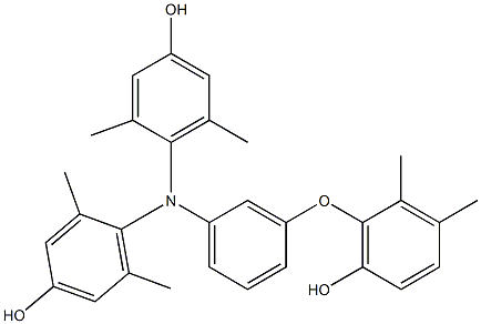 N,N-Bis(4-hydroxy-2,6-dimethylphenyl)-3-(6-hydroxy-2,3-dimethylphenoxy)benzenamine,,结构式