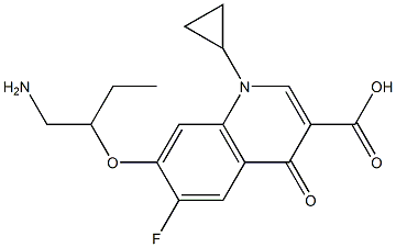 7-[1-(Aminomethyl)propoxy]-1-cyclopropyl-6-fluoro-1,4-dihydro-4-oxoquinoline-3-carboxylic acid 结构式
