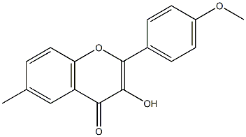 3-ヒドロキシ-2-(4-メトキシフェニル)-6-メチル-4H-1-ベンゾピラン-4-オン 化学構造式