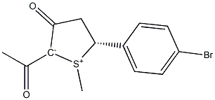 (5R)-2-アセチル-5-(p-ブロモフェニル)-1-メチル-3-オキソ-2,3,4,5-テトラヒドロチオフェン-1-イウム-2-イド 化学構造式