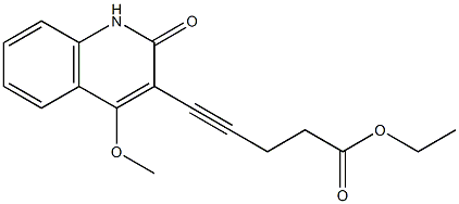 3-[4-(エトキシカルボニル)-1-ブチニル]-4-メトキシキノリン-2(1H)-オン 化学構造式