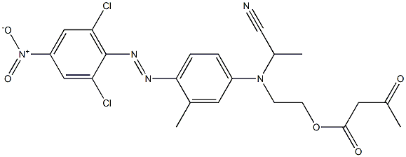 Acetoacetic acid 2-[N-(1-cyanoethyl)-N-[4-(2,6-dichloro-4-nitrophenylazo)-3-methylphenyl]amino]ethyl ester Struktur