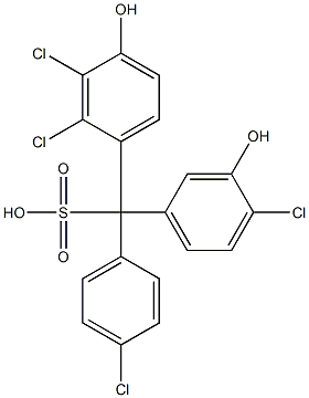 (4-Chlorophenyl)(4-chloro-3-hydroxyphenyl)(2,3-dichloro-4-hydroxyphenyl)methanesulfonic acid Struktur