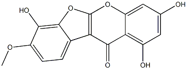8-Methoxy-1,3,7-trihydroxy-11H-benzofuro[2,3-b][1]benzopyran-11-one Struktur