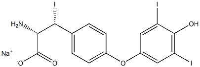(2S,3R)-2-アミノ-3-[4-(4-ヒドロキシ-3,5-ジヨードフェノキシ)フェニル]-3-ヨードプロパン酸ナトリウム 化学構造式