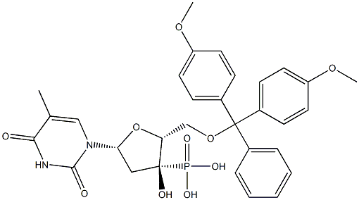 5'-O-(4,4'-Dimethoxytrityl)thymidine 3'-phosphonic acid,,结构式