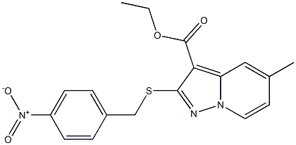 2-[[(4-Nitrophenyl)methyl]thio]-5-methylpyrazolo[1,5-a]pyridine-3-carboxylic acid ethyl ester,,结构式