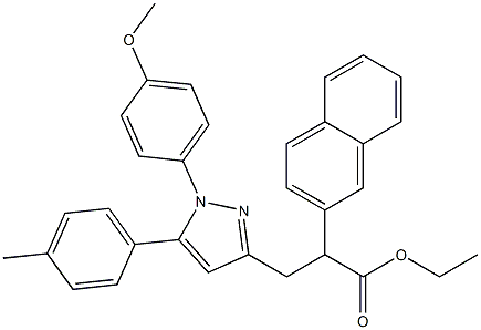 2-(2-Naphtyl)-3-[[1-(4-methoxyphenyl)-5-(4-methylphenyl)-1H-pyrazol]-3-yl]propanoic acid ethyl ester,,结构式