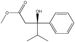 [R,(+)]-3-ヒドロキシ-4-メチル-3-フェニル吉草酸メチル 化学構造式