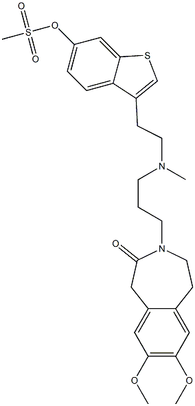 2,3-Dihydro-7,8-dimethoxy-3-[3-[N-[2-(6-methylsulfonyloxy-1-benzothiophen-3-yl)ethyl]-N-methylamino]propyl]-1H-3-benzazepin-4(5H)-one Structure