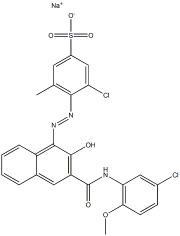 3-Chloro-5-methyl-4-[[3-[[(3-chloro-6-methoxyphenyl)amino]carbonyl]-2-hydroxy-1-naphtyl]azo]benzenesulfonic acid sodium salt,,结构式