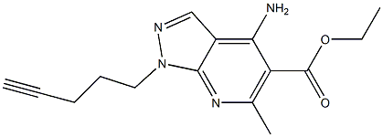 1-(4-Pentynyl)-4-amino-6-methyl-1H-pyrazolo[3,4-b]pyridine-5-carboxylic acid ethyl ester,,结构式