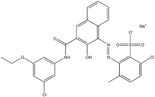 2-Chloro-5-methyl-6-[[3-[[(3-chloro-5-ethoxyphenyl)amino]carbonyl]-2-hydroxy-1-naphtyl]azo]benzenesulfonic acid sodium salt Structure