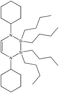 1,4-ジシクロヘキシル-2,2,3,3-テトラブチル-1,4-ジアザ-2,3-ジシラ-5-シクロヘキセン 化学構造式