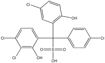 (4-クロロフェニル)(3-クロロ-6-ヒドロキシフェニル)(3,4-ジクロロ-2-ヒドロキシフェニル)メタンスルホン酸 化学構造式