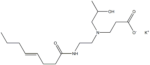 3-[N-(2-ヒドロキシプロピル)-N-[2-(4-オクテノイルアミノ)エチル]アミノ]プロピオン酸カリウム 化学構造式