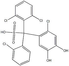 (2-クロロフェニル)(2,6-ジクロロフェニル)(6-クロロ-3,4-ジヒドロキシフェニル)メタンスルホン酸 化学構造式