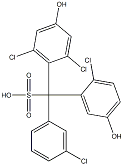 (3-Chlorophenyl)(2-chloro-5-hydroxyphenyl)(2,6-dichloro-4-hydroxyphenyl)methanesulfonic acid Struktur