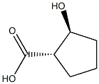 (1S,2S)-2-ヒドロキシ-1-シクロペンタンカルボン酸 化学構造式