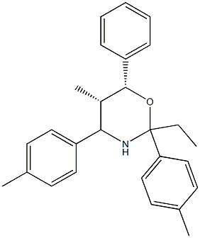 (5S,6R)-2-エチル-5-メチル-6-フェニル-2,4-ジ(p-トリル)-3,4,5,6-テトラヒドロ-2H-1,3-オキサジン 化学構造式