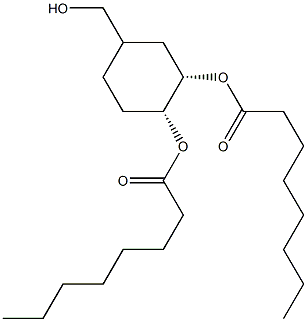 (3S,4R)-3,4-ビス(オクタノイルオキシ)シクロヘキサンメタノール 化学構造式