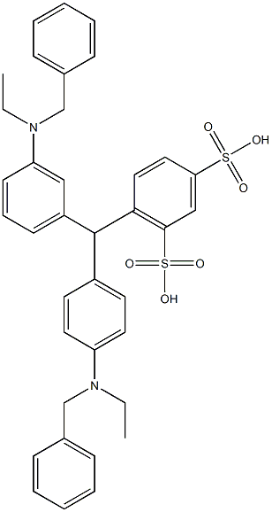 6-[[3-(N-エチル-N-ベンジルアミノ)フェニル][4-(N-エチル-N-ベンジルアミノ)フェニル]メチル]-1,3-ベンゼンジスルホン酸 化学構造式