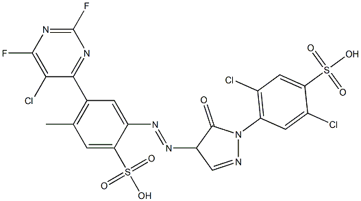  4-[4-[[5-(5-Chloro-2,6-difluoro-4-pyrimidinyl)-2-sulfo-4-methylphenyl]azo]-5-oxo-2-pyrazolin-1-yl]-2,5-dichlorobenzenesulfonic acid