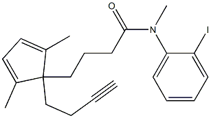 4-[1-(3-Butynyl)-2,5-dimethyl-2,4-cyclopentadienyl]-N-(2-iodophenyl)-N-methylbutanamide,,结构式