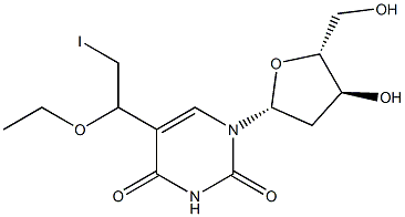 5-(1-エトキシ-2-ヨードエチル)-2'-デオキシウリジン 化学構造式