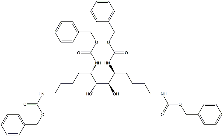 (5S,6R,7R,8S)-1,5,8,12-テトラキス[(ベンジルオキシカルボニル)アミノ]ドデカン-6,7-ジオール 化学構造式