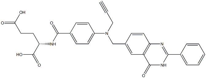 (2S)-2-[4-[N-[(3,4-Dihydro-2-phenyl-4-oxoquinazolin)-6-ylmethyl]-N-(2-propynyl)amino]benzoylamino]glutaric acid Structure
