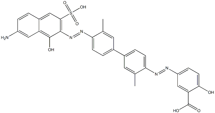 5-[[4'-[(7-Amino-1-hydroxy-3-sulfo-2-naphthalenyl)azo]-3,3'-dimethyl-1,1'-biphenyl-4-yl]azo]-2-hydroxybenzoic acid,,结构式